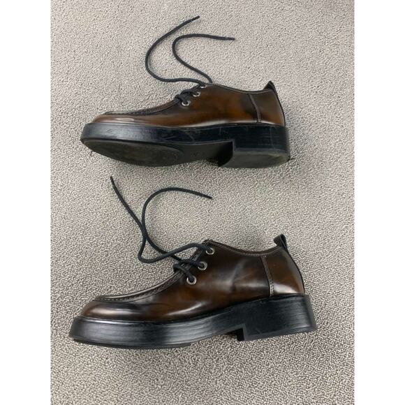 Zara Dress Shoes Women EU 39 Brown Lace Up Chunky Platform Sole Round Toe Oxford - Picture 1 of 9